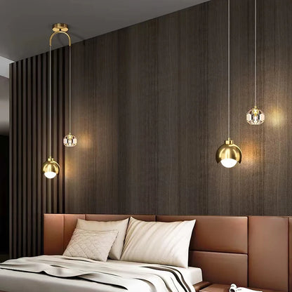 Arc Arm Crystal Pendant Light – Black & Gold