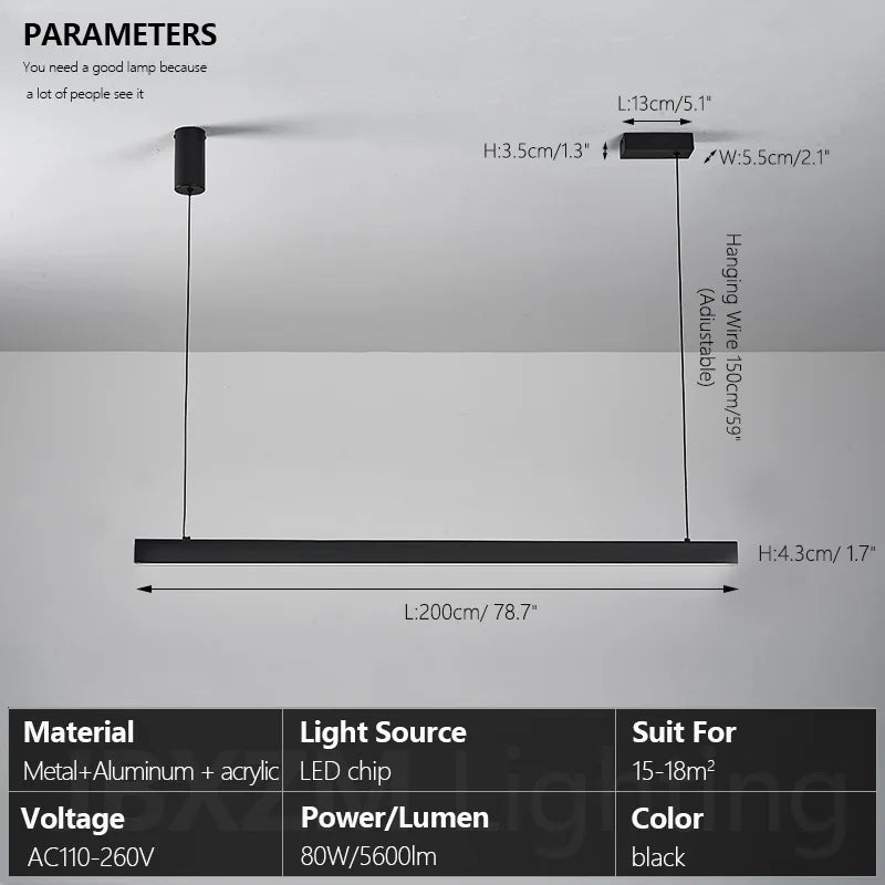 Moderner linearer LED-Kronleuchter – Minimalistische Pendelleuchte für Kücheninsel und Esszimmer