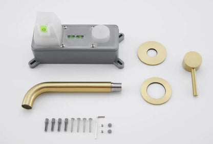 Stainless Steel Bathroom Faucet - Wall Mount Mixer Tap with Hot & Cold Water