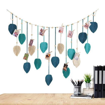 Boho-Makramee-Wandbehang mit Blättern – 120 × 75 cm