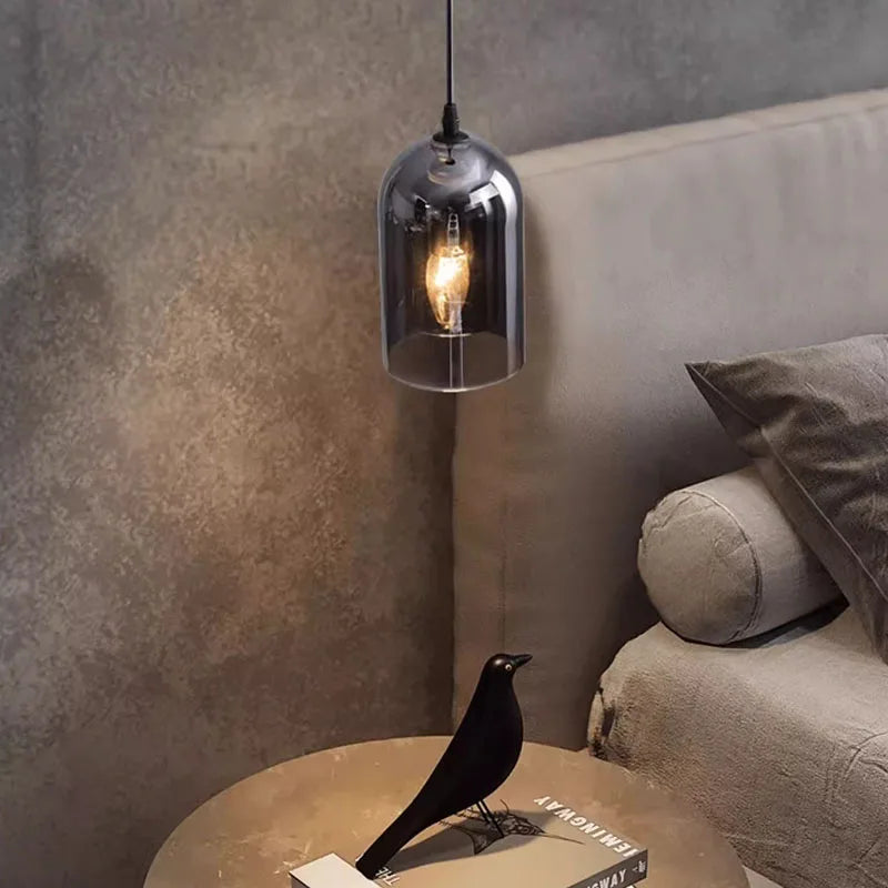 Moderne Pendelleuchte – Glas & Eisen, 1 oder 3 Köpfe, dimmbar