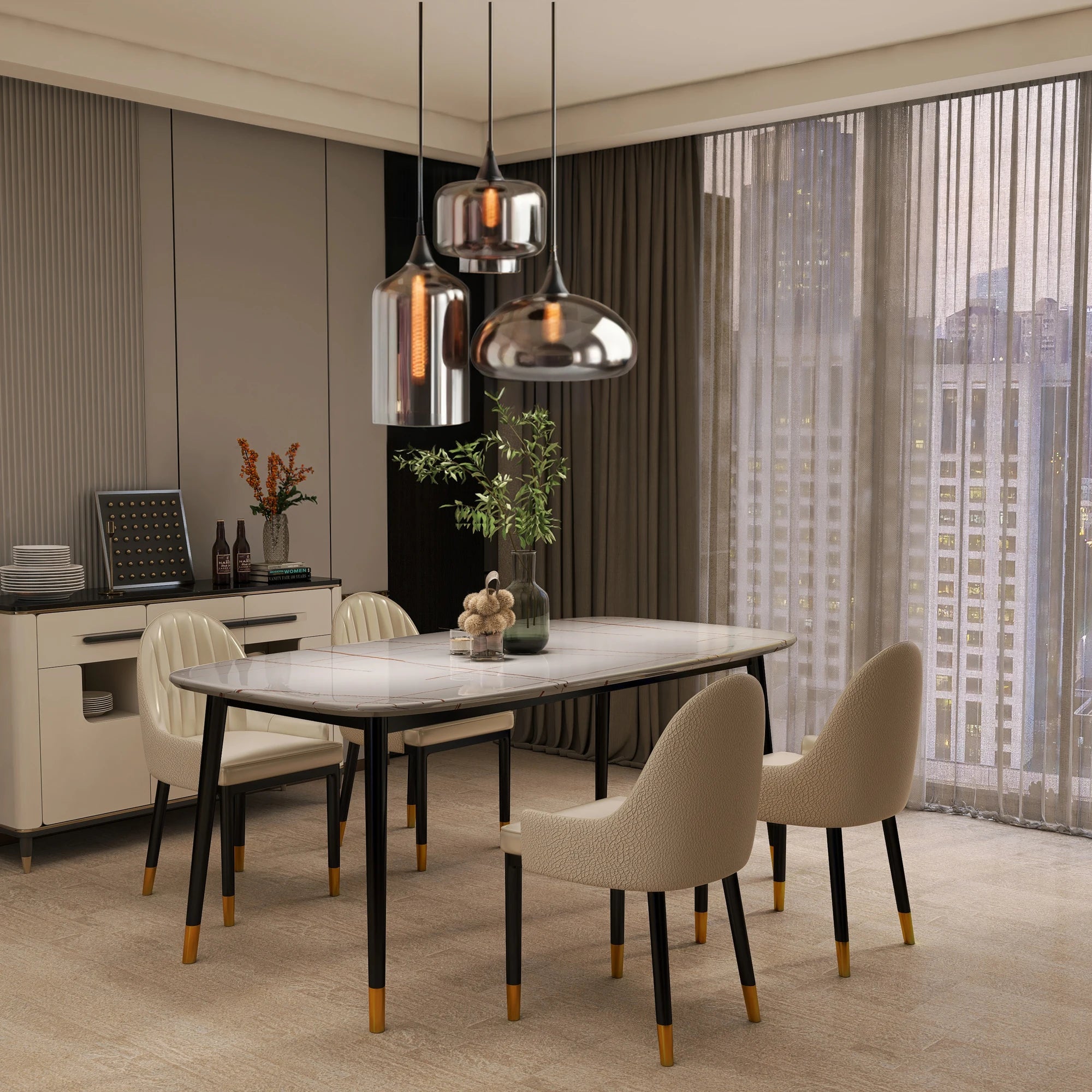 Moderner Glas-Pendelleuchter – 3-flammige Leuchte mit unregelmäßigem Design