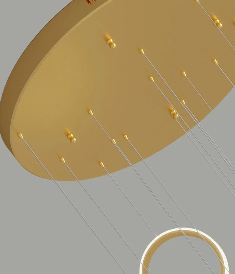 Stairwell Chandelier Crystal Ring - Modern for Staircase & High Ceilings