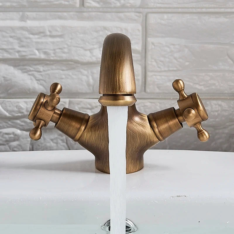 Antique Bathroom Basin Mixer Tap – Vintage Brass Finish