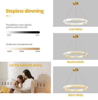 Crystal Chandelier Double Rings 55cm - Pendant Light