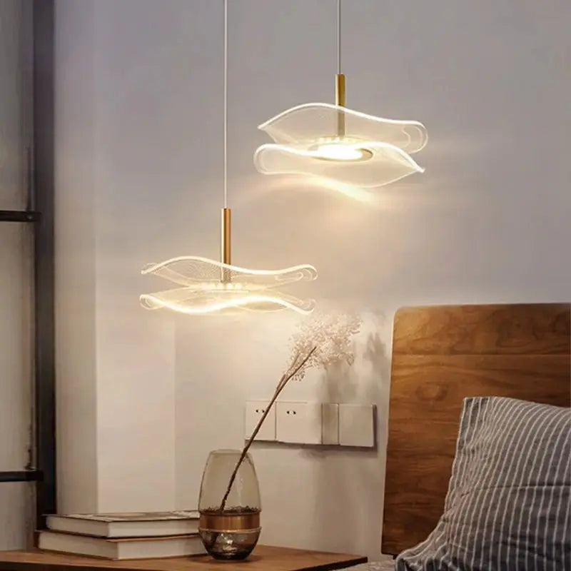 Lotus Leaf LED Pendant Light - Modern Gold Acrylic Ceiling Lamp