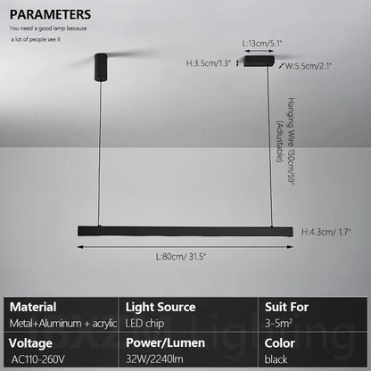 Moderner linearer LED-Kronleuchter – Minimalistische Pendelleuchte für Kücheninsel und Esszimmer