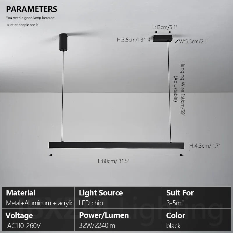 Moderner linearer LED-Kronleuchter – Minimalistische Pendelleuchte für Kücheninsel und Esszimmer