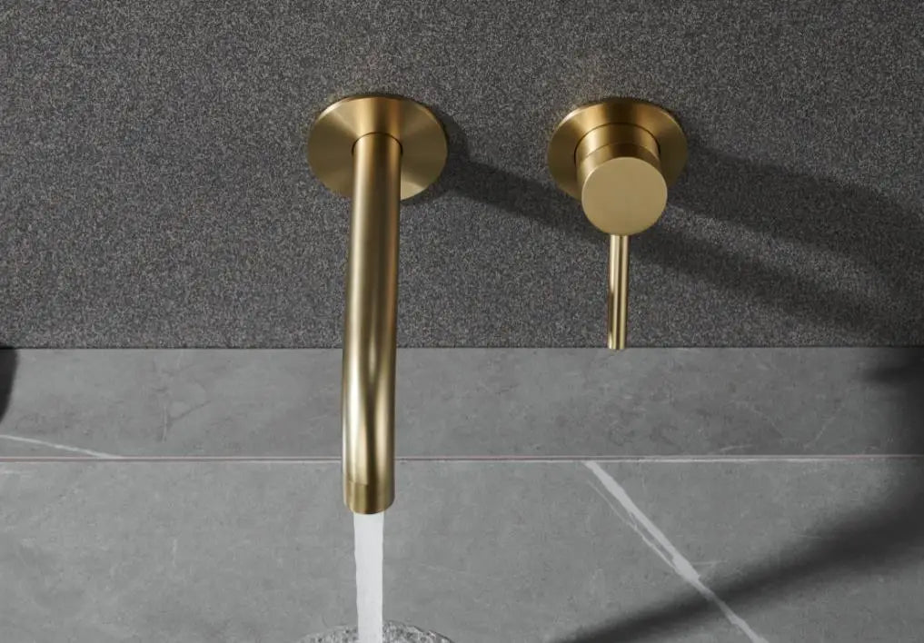 Stainless Steel Bathroom Faucet - Wall Mount Mixer Tap with Hot & Cold Water