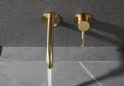 Stainless Steel Bathroom Faucet - Wall Mount Mixer Tap with Hot & Cold Water