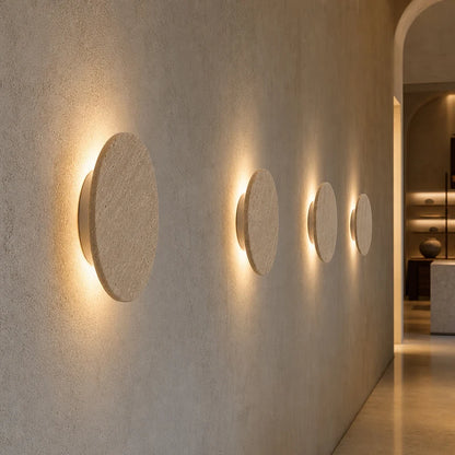 Runde LED-Wandleuchte – Wabi-Sabi-Nachttischleuchte
