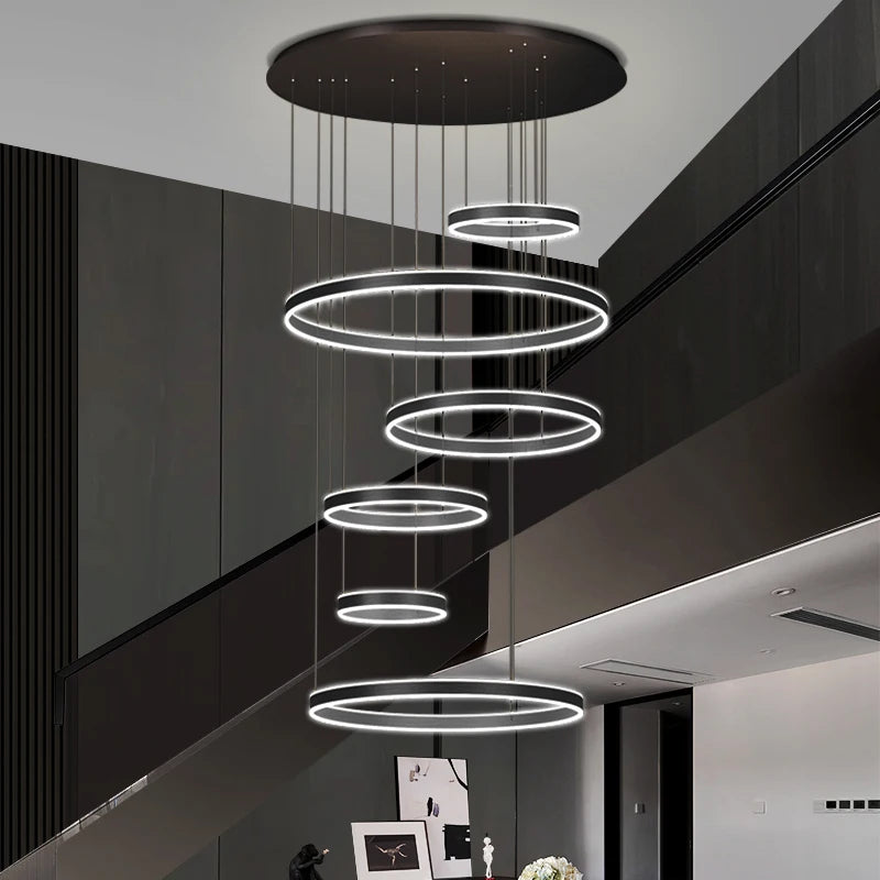 Modern LED Ring Chandelier - Multi-Tier Pendant Light