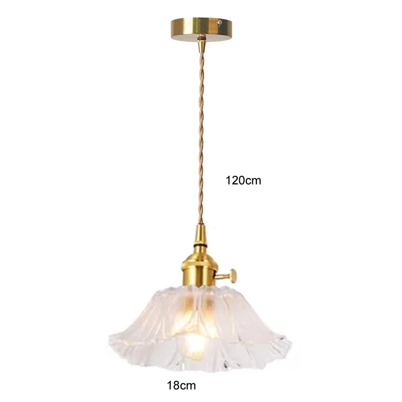 Flower Glass Pendant Lamp - Copper Ceiling Chandelier