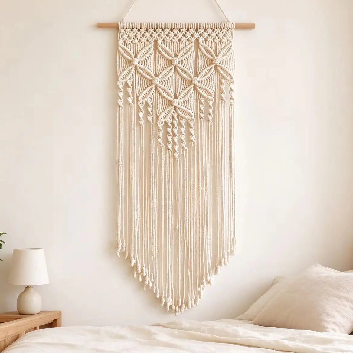 Boho-Makramee-Wandbehang – Handgewebter Baumwoll-Wandteppich