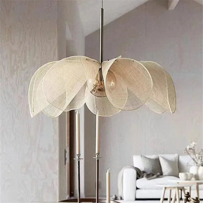 Hanglamp van stoffen bloem - Franse Wabi-Sabi stoffen lamp