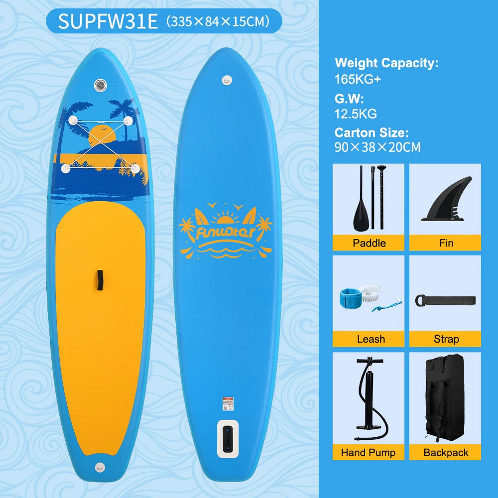 Inflatable SUP board with premium accessories and carrying strap