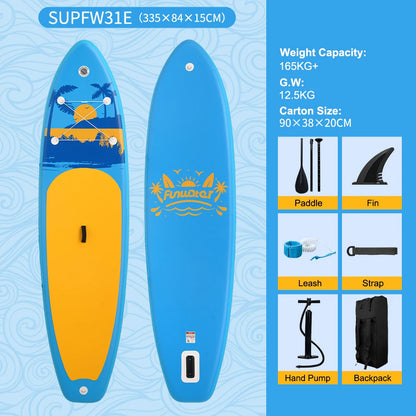 Inflatable SUP board with premium accessories and carrying strap