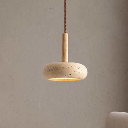Wabi Sabi Stein-Pendelleuchte – Runder LED-Kronleuchter für Ess- und Wohnzimmer