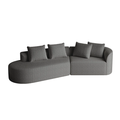 Luxury Dark Gray Chenille Cloud Sofa - 4-Seater Curved Sectional Couch