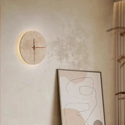Runde LED-Wanduhr aus Stein – Wabi-Sabi, 23 oder 30 cm