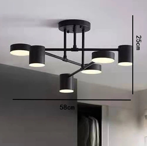 Modern Industrial Ceiling Light - 6-Light Metal Fixture