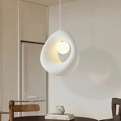 Modern Wabi-Sabi Pendant Light - White Textured Ceiling Lamp