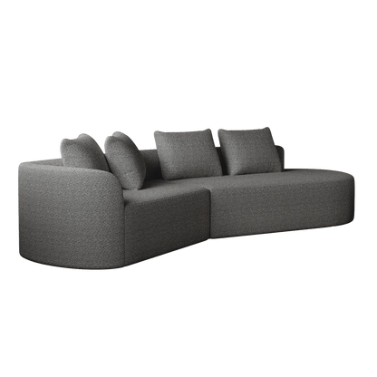 Luxury Dark Gray Chenille Cloud Sofa - 4-Seater Curved Sectional Couch