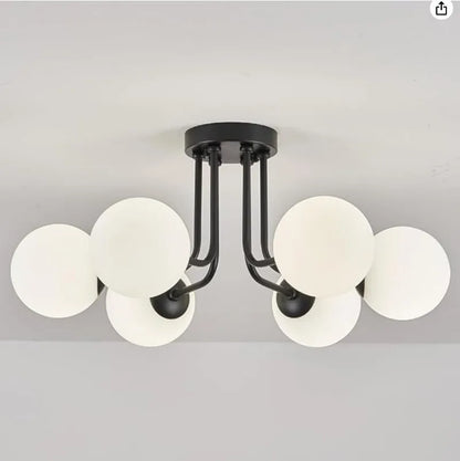 Nordic Glass Ball Ceiling Light - Modern Wrought Iron Flush Mount for Bedroom & Hallway
