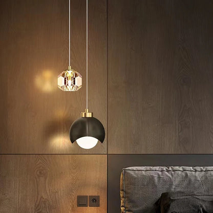 Arc Arm Crystal Pendant Light – Black & Gold