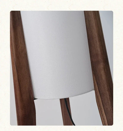 Japanese Retro Solid Wood Floor Lamp - Fabric Lampshade Standing Light
