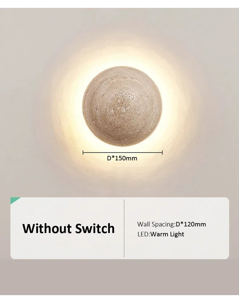 Nordic Limestone Wall Lamp - Natural Stone LED Light for Bedroom & Corridor