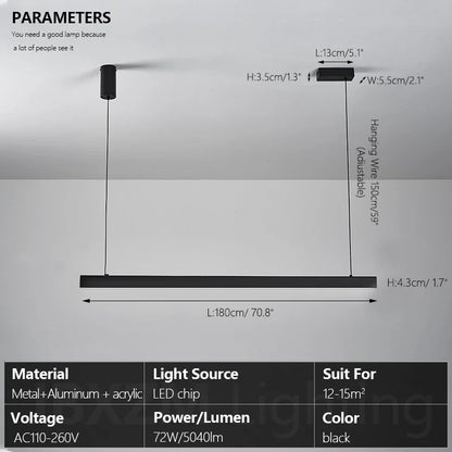 Moderner linearer LED-Kronleuchter – Minimalistische Pendelleuchte für Kücheninsel und Esszimmer