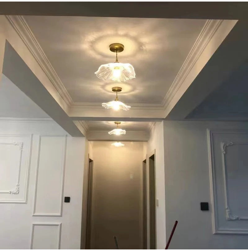 Flower Glass Pendant Lamp - Copper Ceiling Chandelier