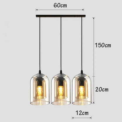 Moderne Pendelleuchte – Glas & Eisen, 1 oder 3 Köpfe, dimmbar