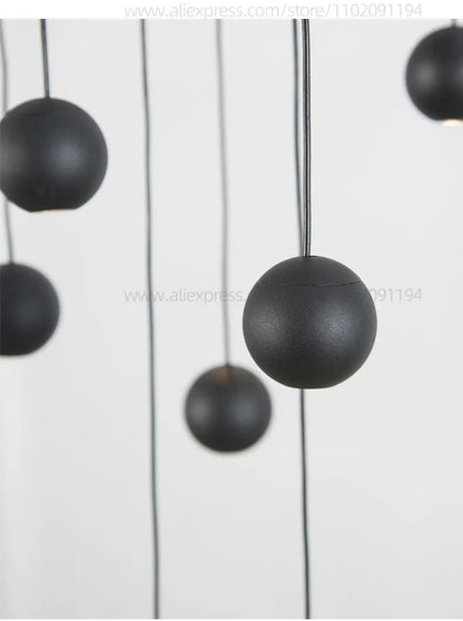 Moderner runder LED-Pendelleuchter – Treppenhausleuchte mit mehreren Leuchten