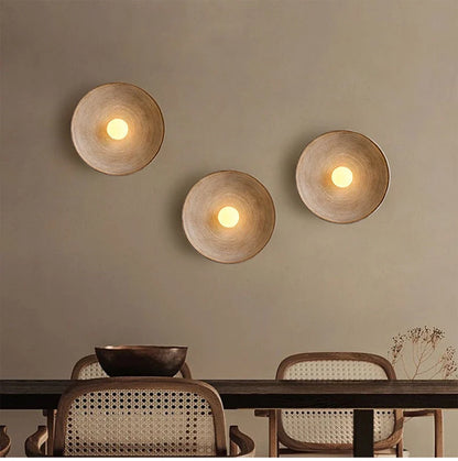 Luna Round Wall Sconce - Wabi-Sabi Resin Lamp