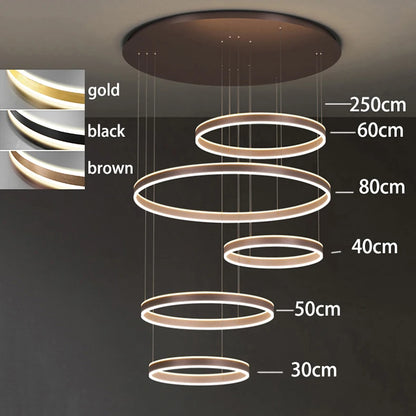 Modern LED Ring Chandelier - Multi-Tier Pendant Light