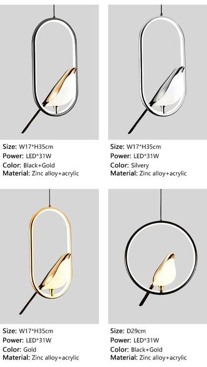 LED-Pendelleuchte „Elstervogel“ – Modernes nordisches Design