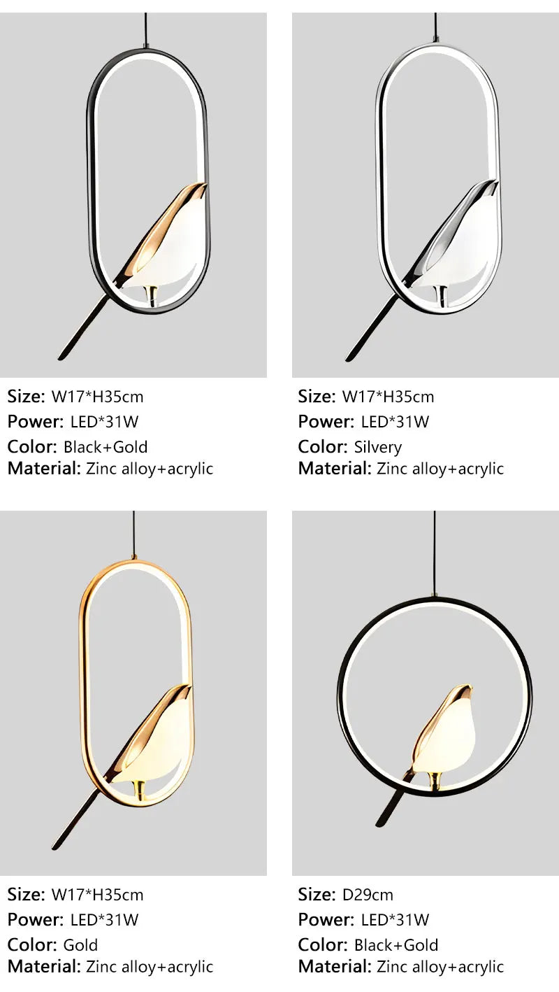 LED-Pendelleuchte „Elstervogel“ – Modernes nordisches Design