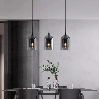 Moderne Pendelleuchte – Glas & Eisen, 1 oder 3 Köpfe, dimmbar