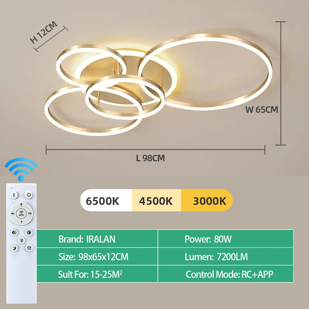 Modern LED Ceiling Chandelier - Dimmable Multi-Head Design