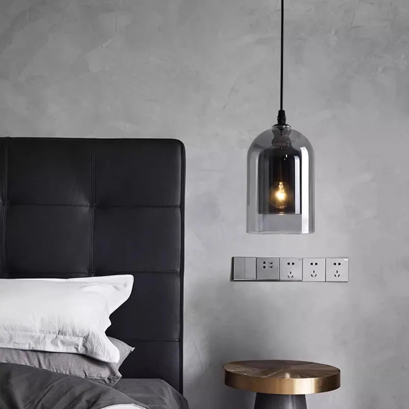 Moderne Pendelleuchte – Glas & Eisen, 1 oder 3 Köpfe, dimmbar