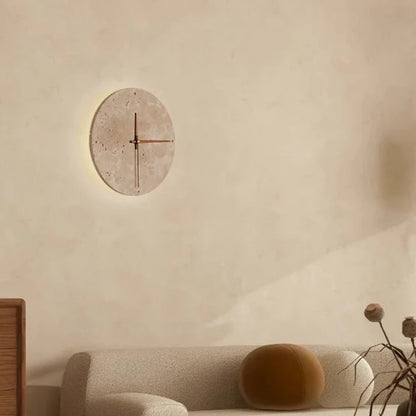 Runde LED-Wanduhr aus Stein – Wabi-Sabi, 23 oder 30 cm