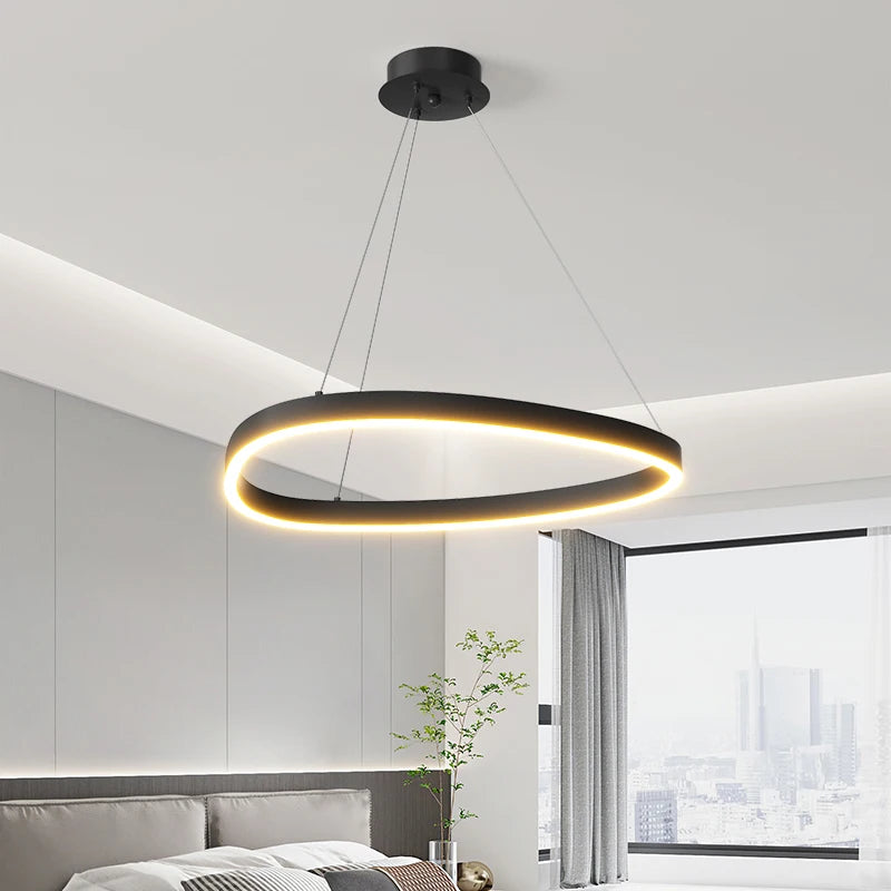 LED Ring Chandelier - Modern Pendant Light for Living Room, Bedroom & Dining Room