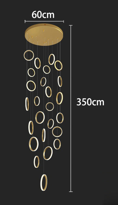 Stairwell Chandelier Crystal Ring - Modern for Staircase & High Ceilings