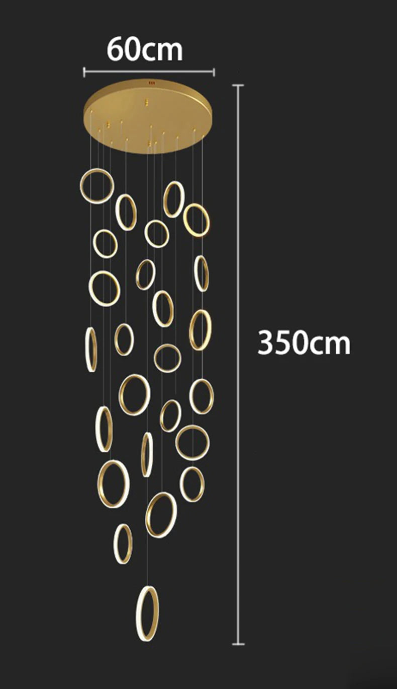 Stairwell Chandelier Crystal Ring - Modern for Staircase & High Ceilings