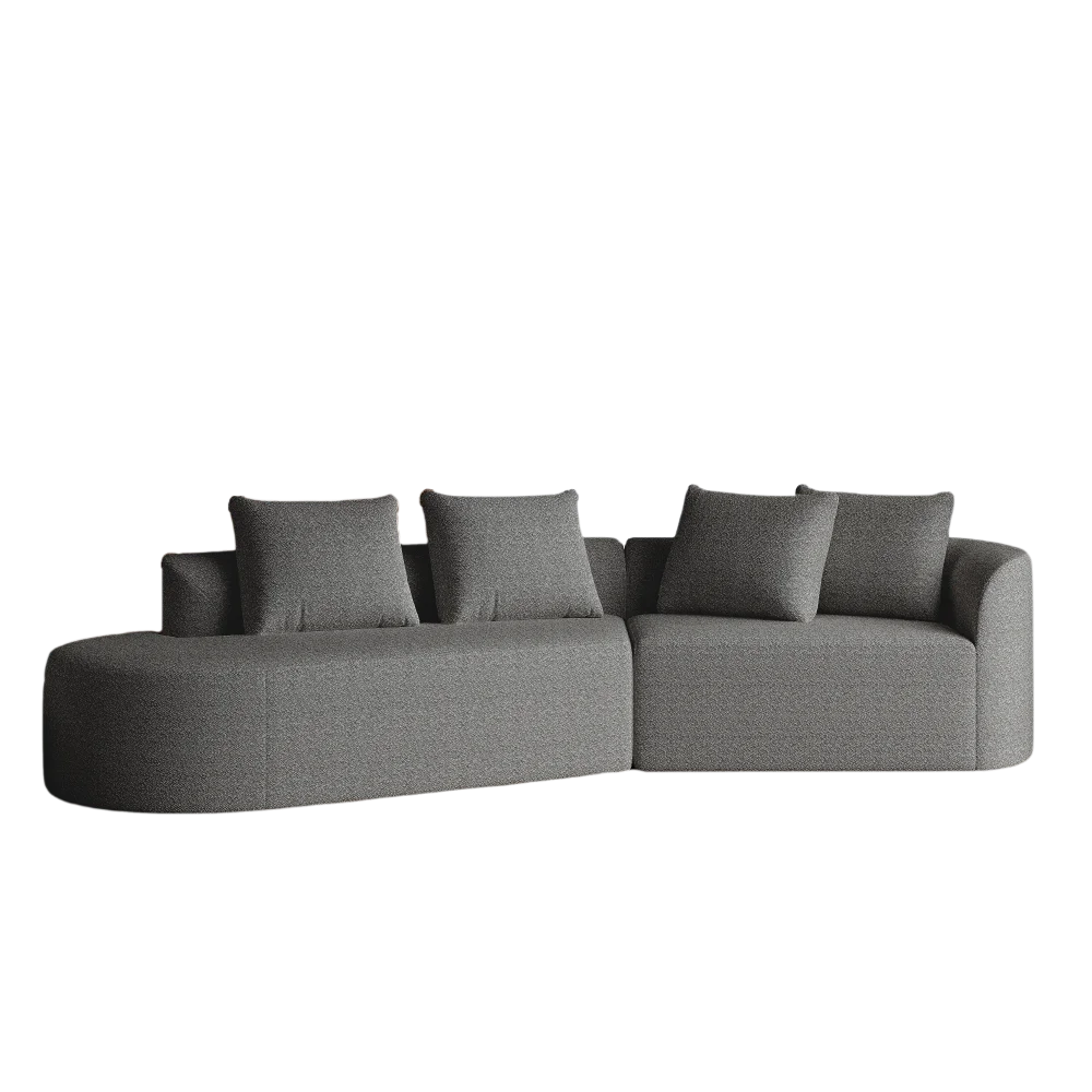 Luxury Dark Gray Chenille Cloud Sofa - 4-Seater Curved Sectional Couch