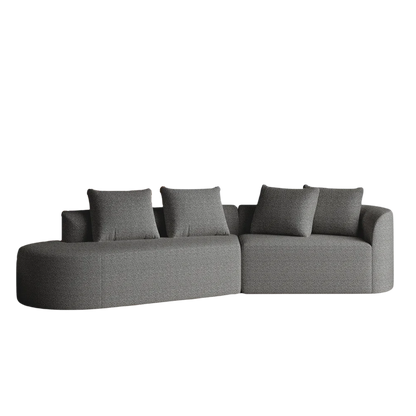 Luxury Dark Gray Chenille Cloud Sofa - 4-Seater Curved Sectional Couch