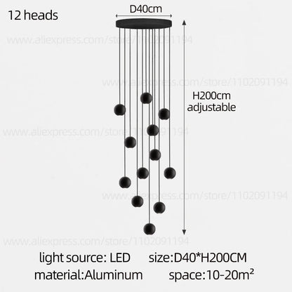 Moderner runder LED-Pendelleuchter – Treppenhausleuchte mit mehreren Leuchten