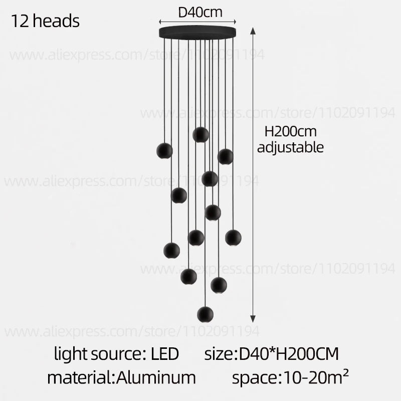 Moderner runder LED-Pendelleuchter – Treppenhausleuchte mit mehreren Leuchten